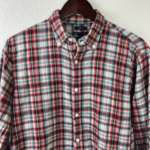 Gap Mens Button Down Shirt, Red Plaid Medium